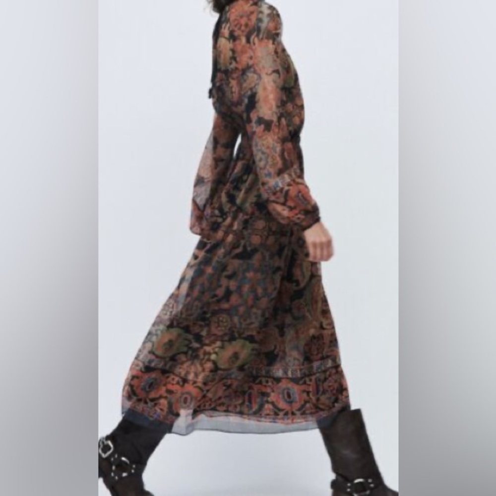 Zara Floral Print Midi Dress